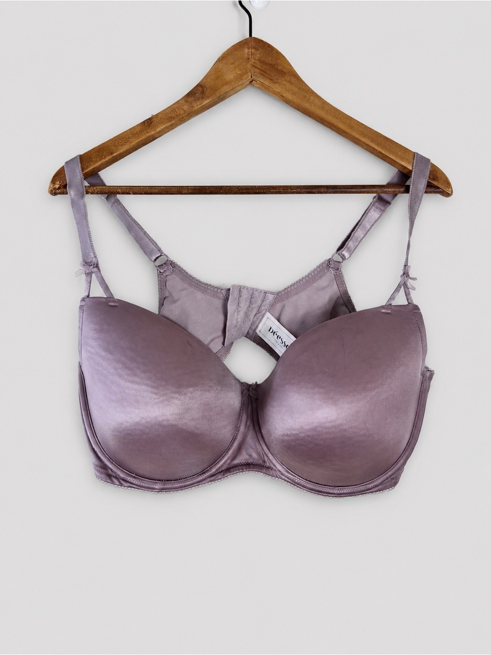 Deesse Women’s Satin T-Shirt Underwire Bra in Dusty Lavender Size 42G